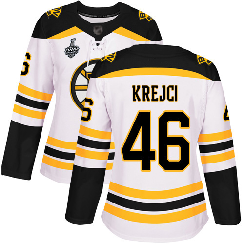 Adidas Bruins #46 David Krejci White Road Authentic Stanley Cup Final Bound Women's Stitched NHL Jersey